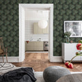 Hexagon Tiles Emerald Mural Wallpaper - room preview 02