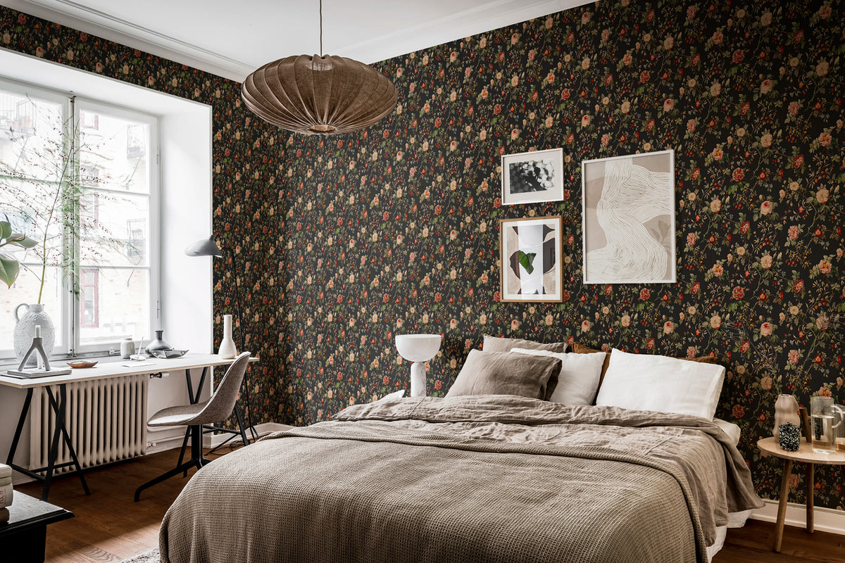 Thorn Rose Petite, Night Light Mural Wallpaper - room preview 02