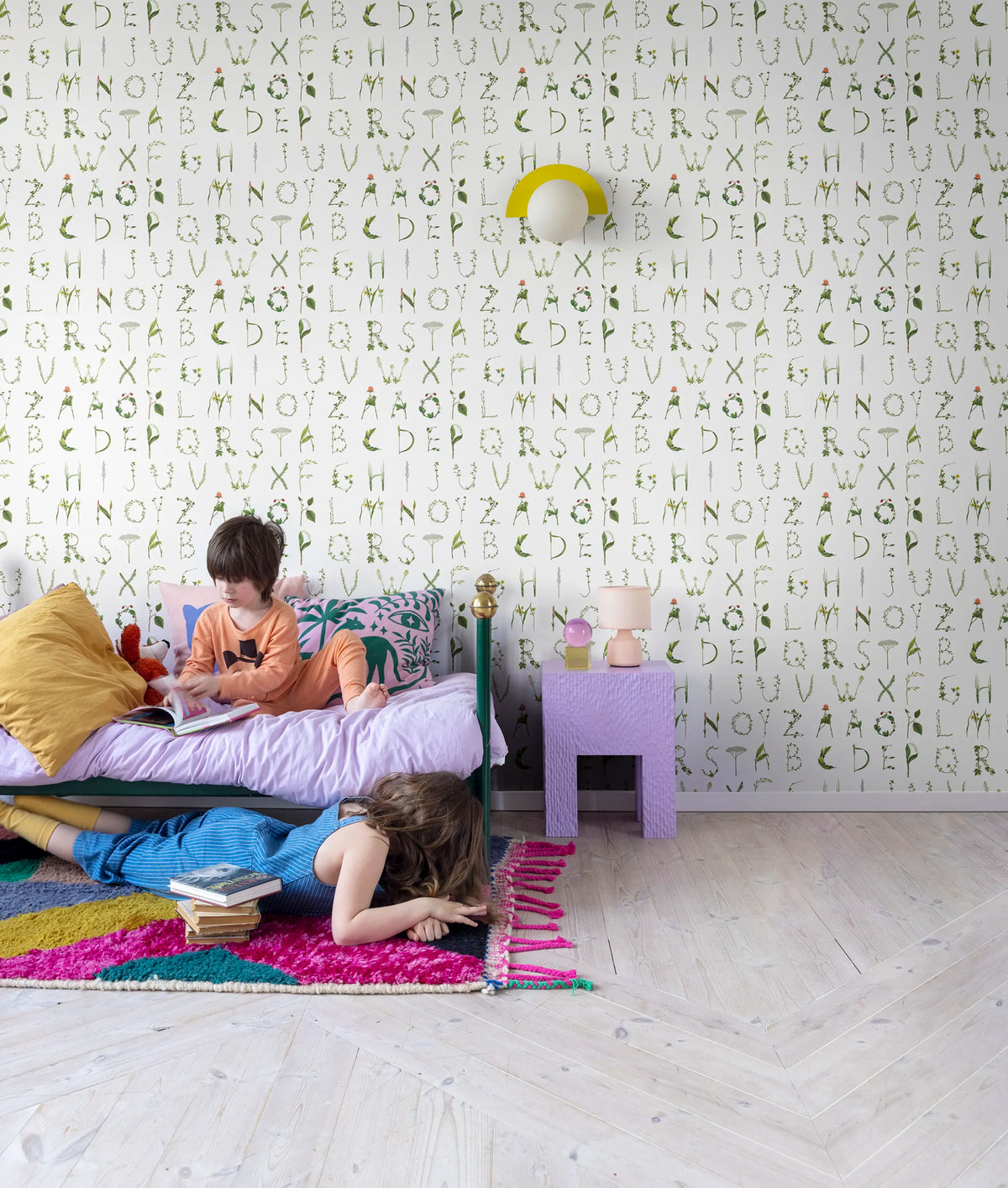 Floral Alphabet Mini Swedish Mural Wallpaper - room preview 02