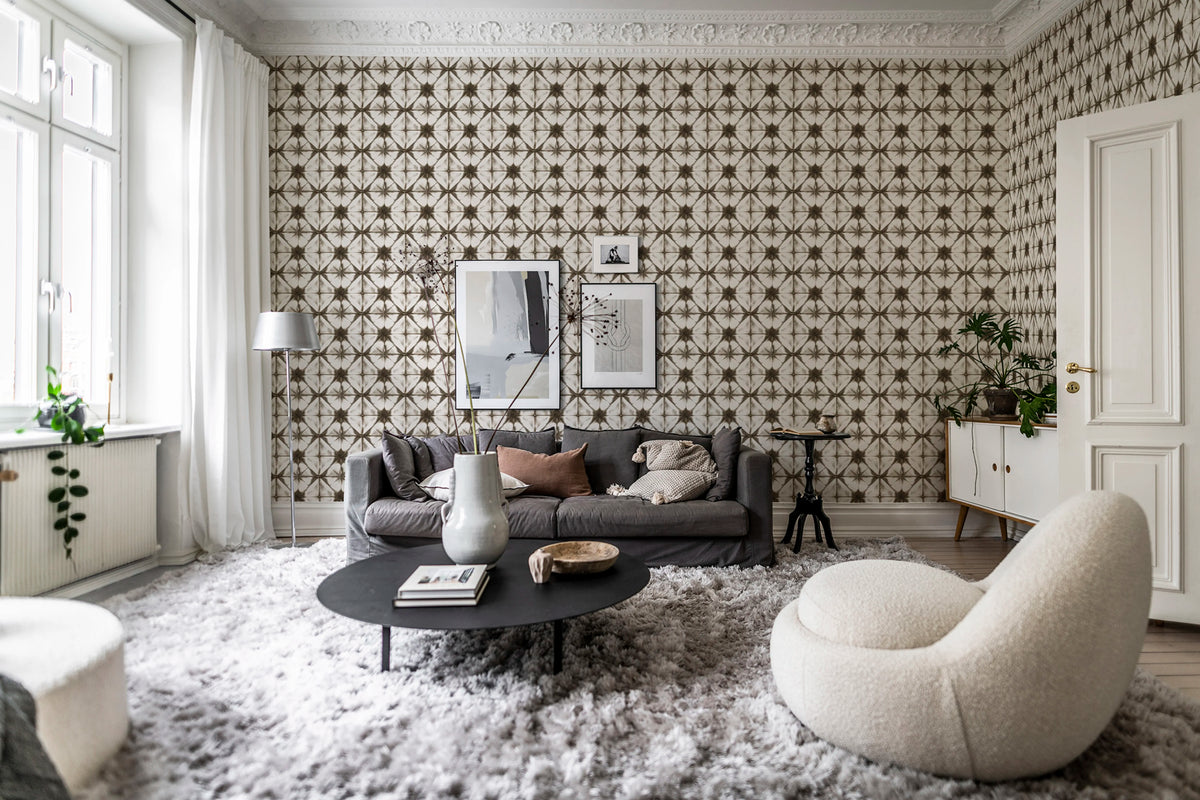 Tie Dye Kaleidoscope, Brown Mural Wallpaper - room preview 02