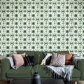 Tie Dye Kaleidoscope, Green Mural Wallpaper - room preview 02