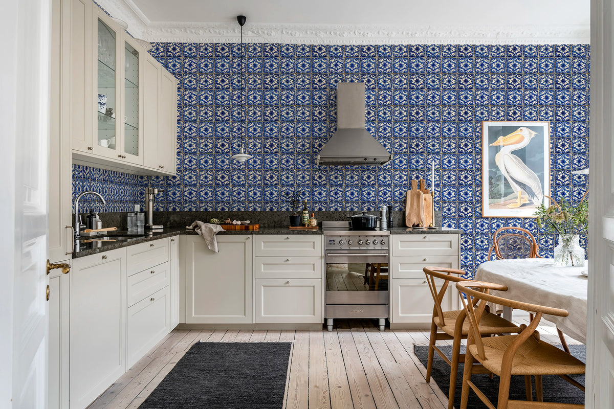 Artisan Tiles, Morocco Blue Mural Wallpaper - room preview 02