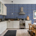 Artisan Tiles, Morocco Blue Mural Wallpaper - room preview 02