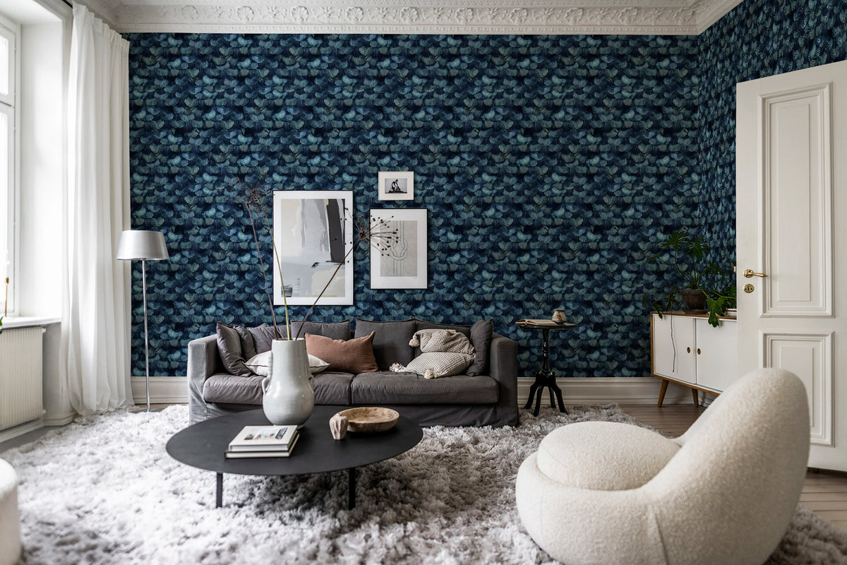 Petite Peacock Plumage, Teal Mural Wallpaper - room preview 02