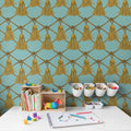 Tassels, Soft Turquoise Mural Wallpaper - room preview 02