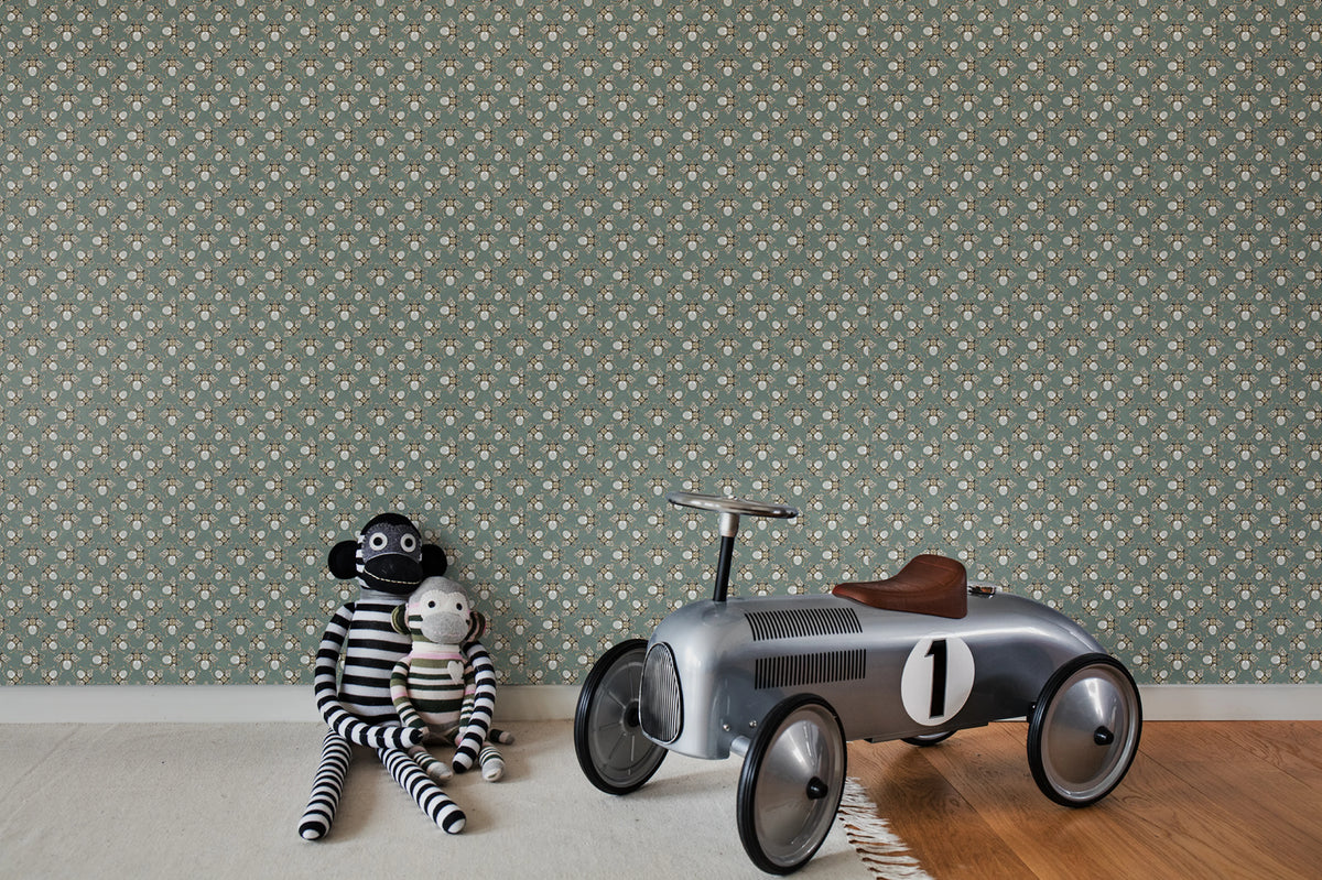 Small Jewel Wings, Emerald Green Mural Wallpaper - room preview 02