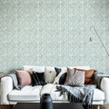 Art Deco Palms, Silver Mural Wallpaper - room preview 02