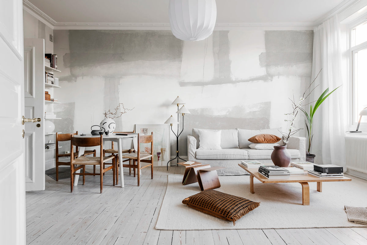 Fields, Gray Mural Wallpaper - room preview 02
