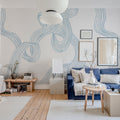 Stripes, Light Blue Mural Wallpaper - room preview 02