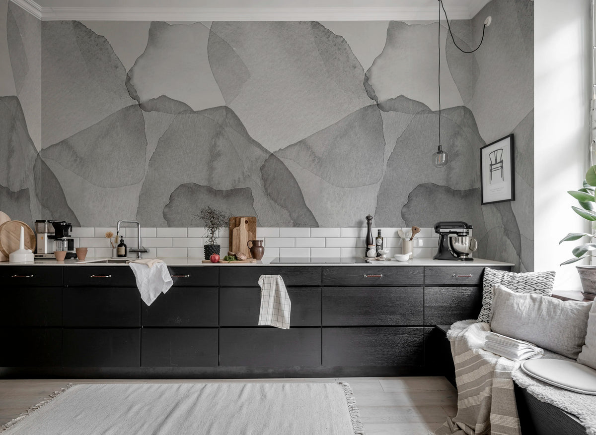 Petals, Graphite Mural Wallpaper - room preview 02