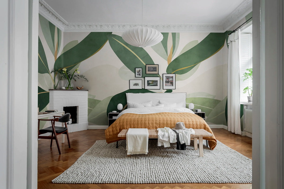 Ruby, Green Mural Wallpaper - room preview 02