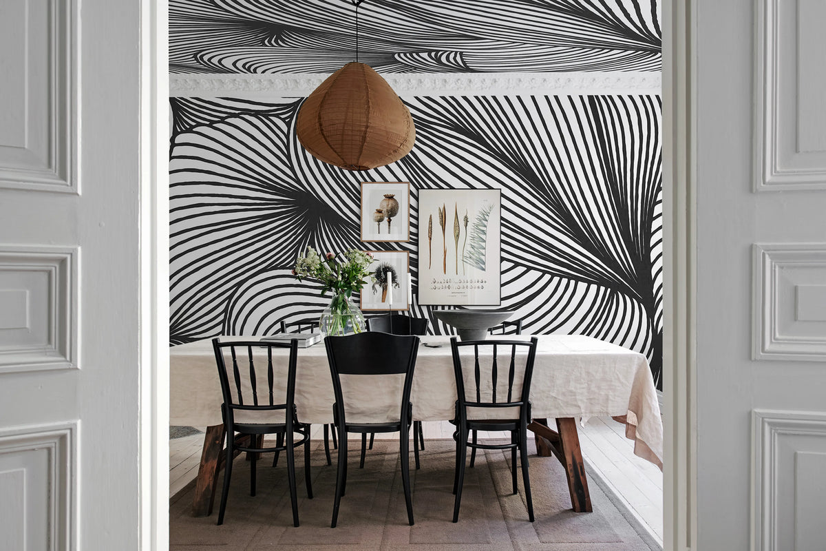 Opulence Lines, Graphite Mural Wallpaper - room preview 02