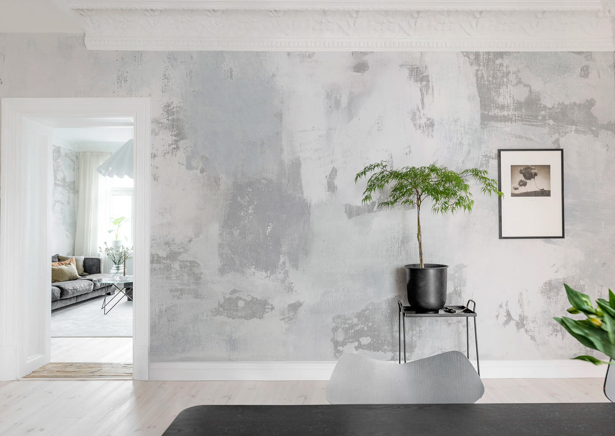 Big Strokes, Gray Mural Wallpaper - room preview 02