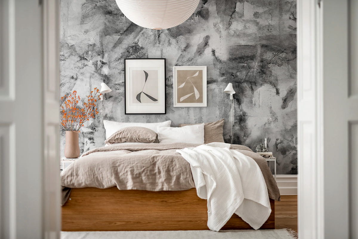 Paper Mache, Graphite Mural Wallpaper - room preview 02
