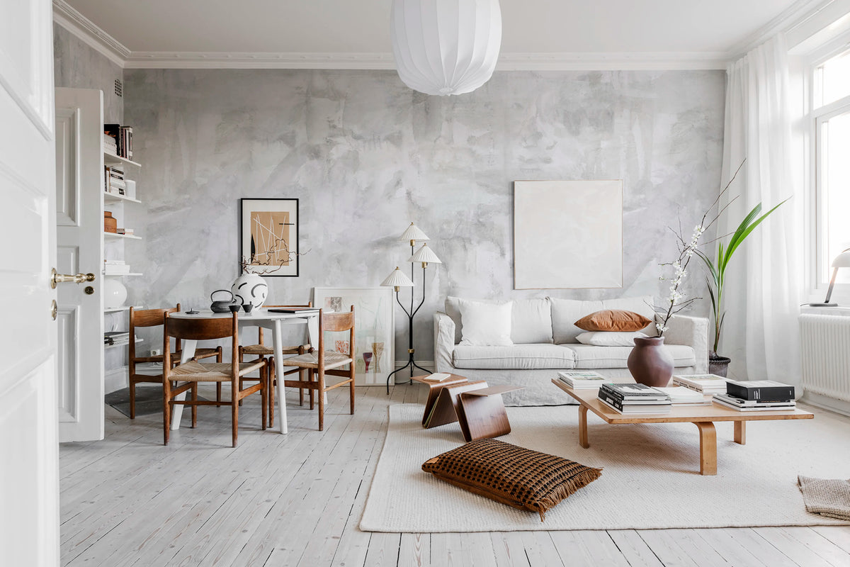 Paper Mache, Gray Mural Wallpaper - room preview 02