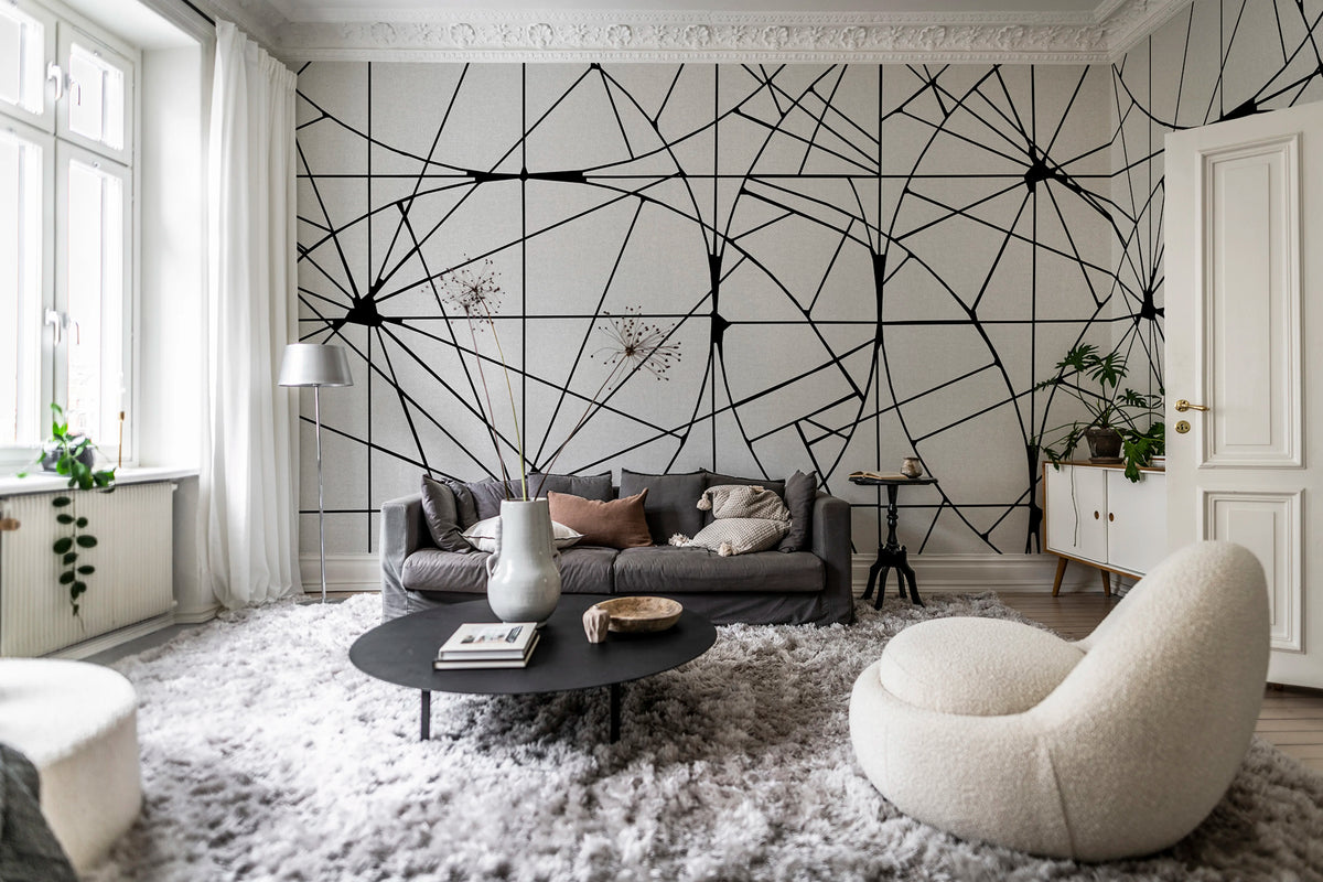 Facet, Graphite Mural Wallpaper - room preview 02