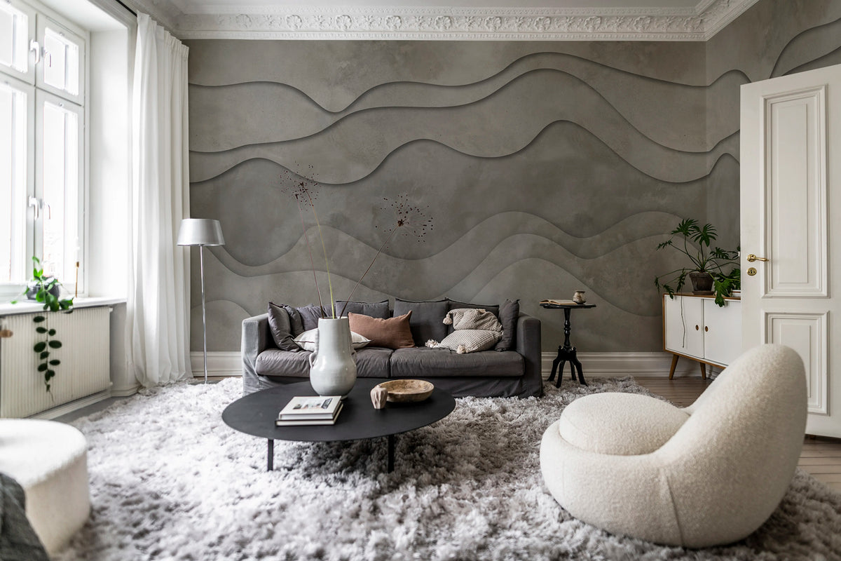 3D Wave, Sand Mural Wallpaper - room preview 02