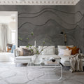 3D Wave, Gray Mural Wallpaper - room preview 02