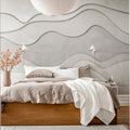 3D Wave, White Mural Wallpaper - room preview 02