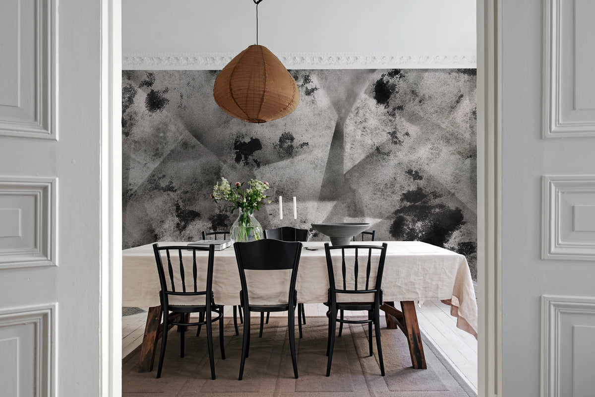 Ash Graphite Mural Wallpaper - room preview 02