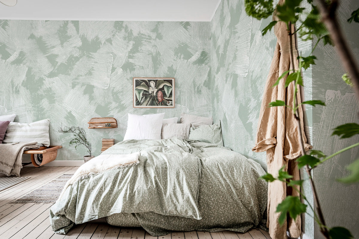 Brush, Green Mural Wallpaper - room preview 02
