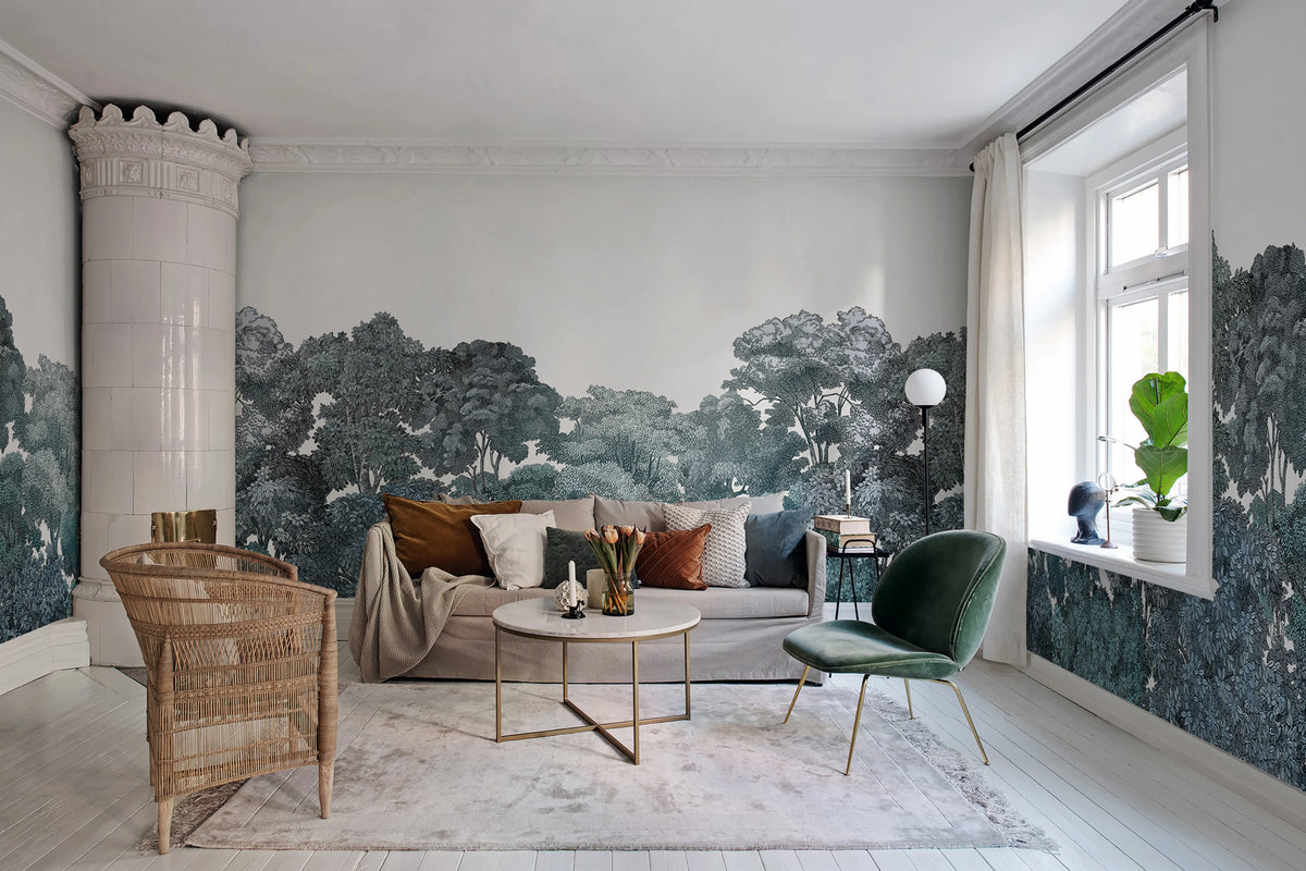 Bellewood, Teal Mural Wallpaper - room preview 02