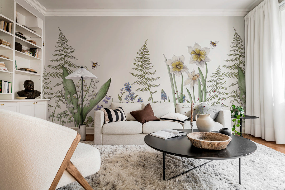 Bumblebee, White Mural Wallpaper - room preview 02