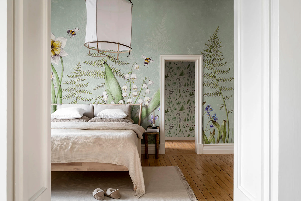 Bumblebee, Green Mural Wallpaper - room preview 02