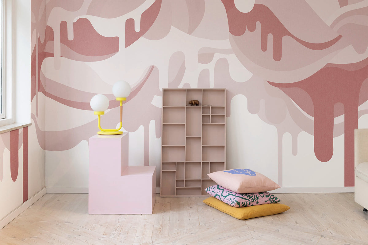 Dripping Ice Cream Pink Mural Wallpaper - room preview 02