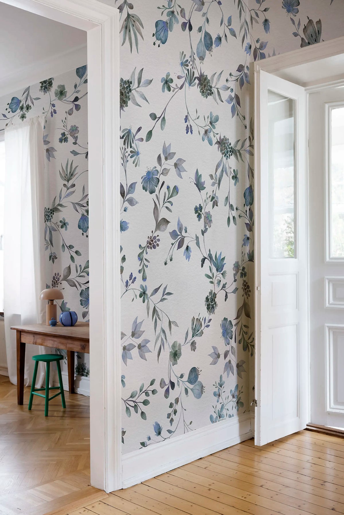Blossom Fling, Blue Mural Wallpaper - room preview 02