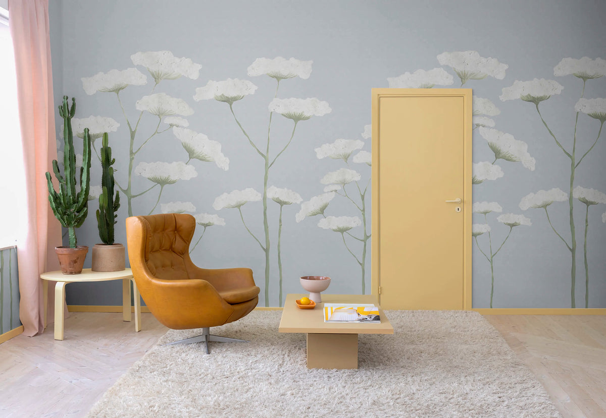 Dara, Dusty Blue Mural Wallpaper - room preview 02