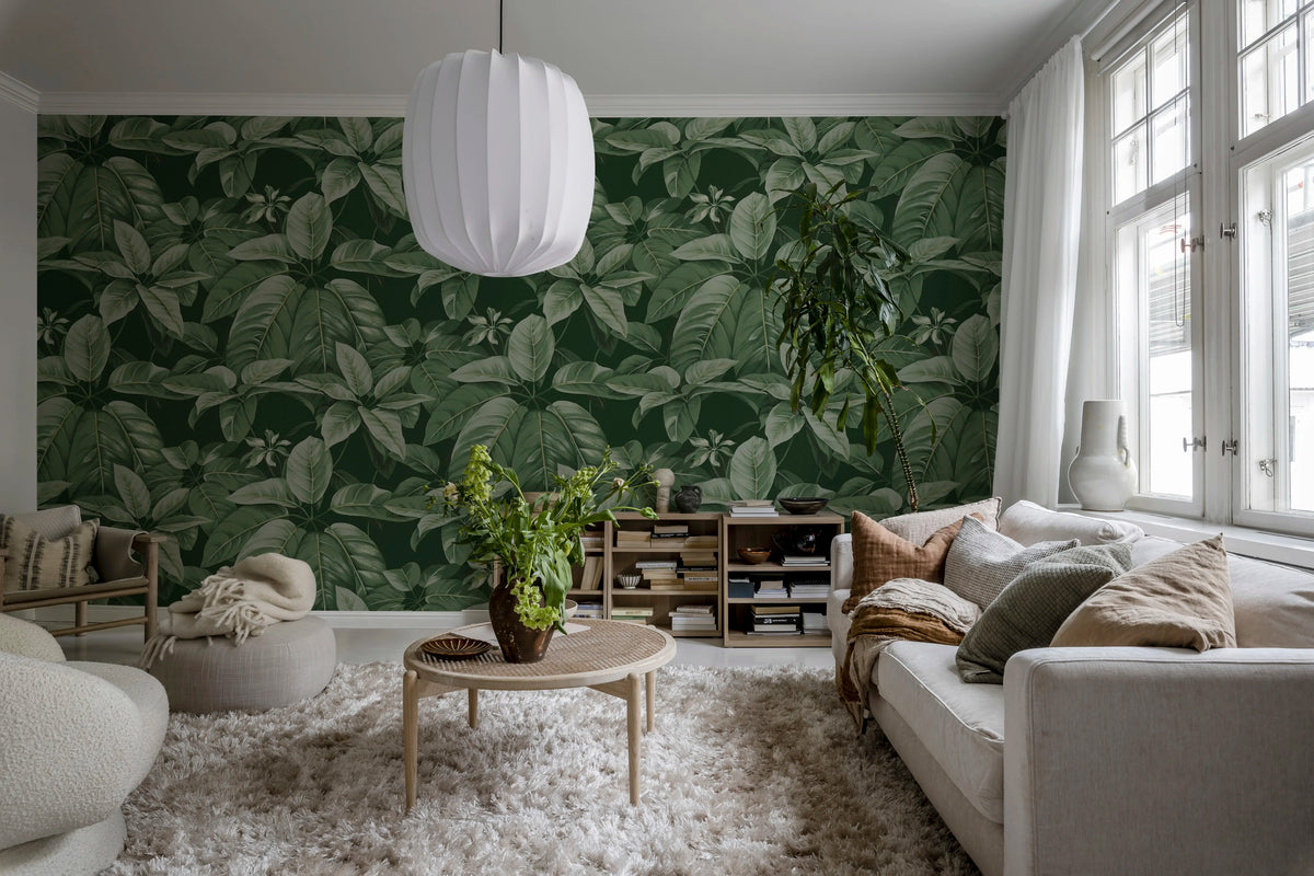 Chestnut, Green Mural Wallpaper - room preview 02