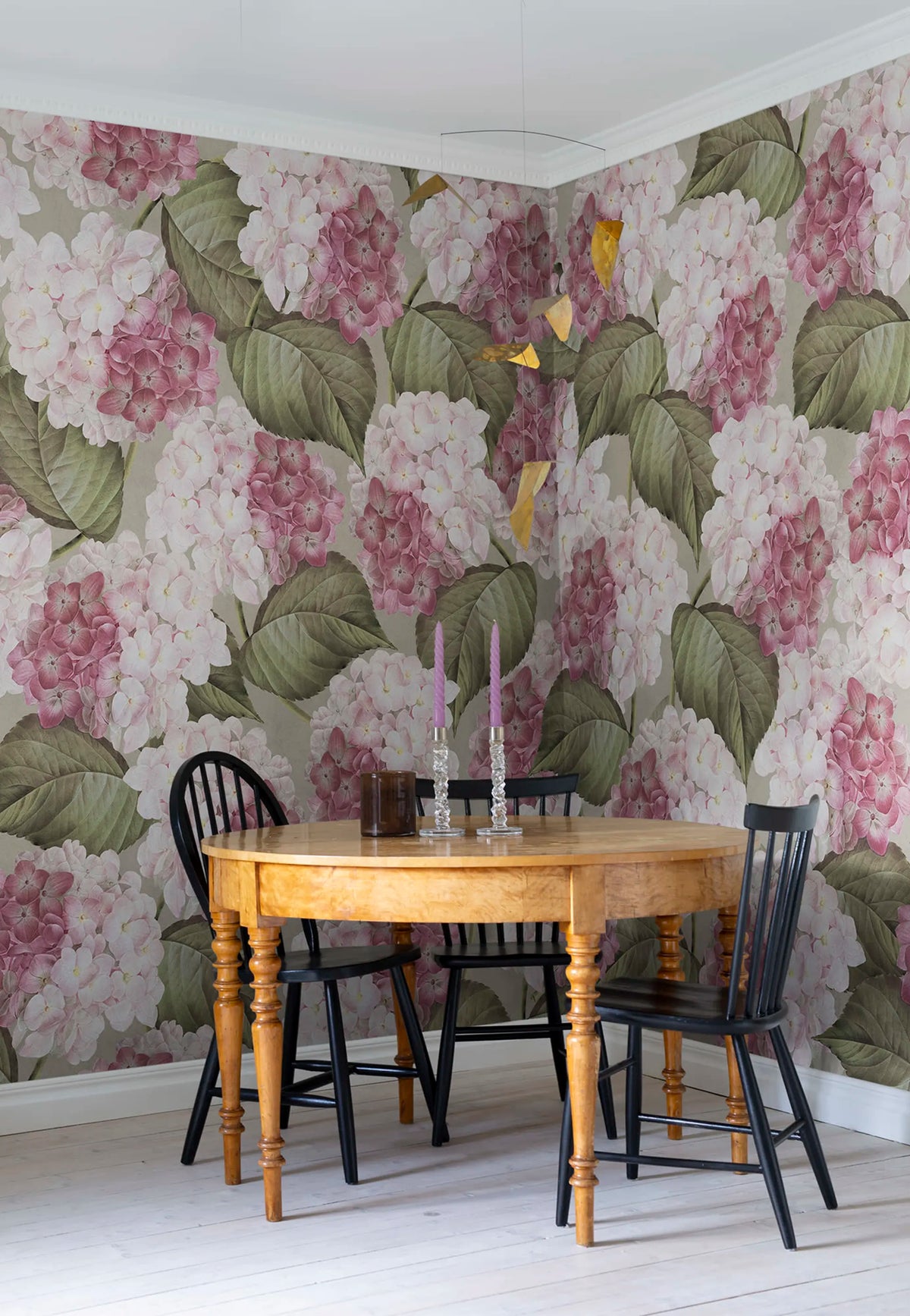 Hydrangea, Pink Mural Wallpaper - room preview 02