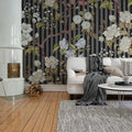 Rose Stripe, Midnight Mural Wallpaper - room preview 02