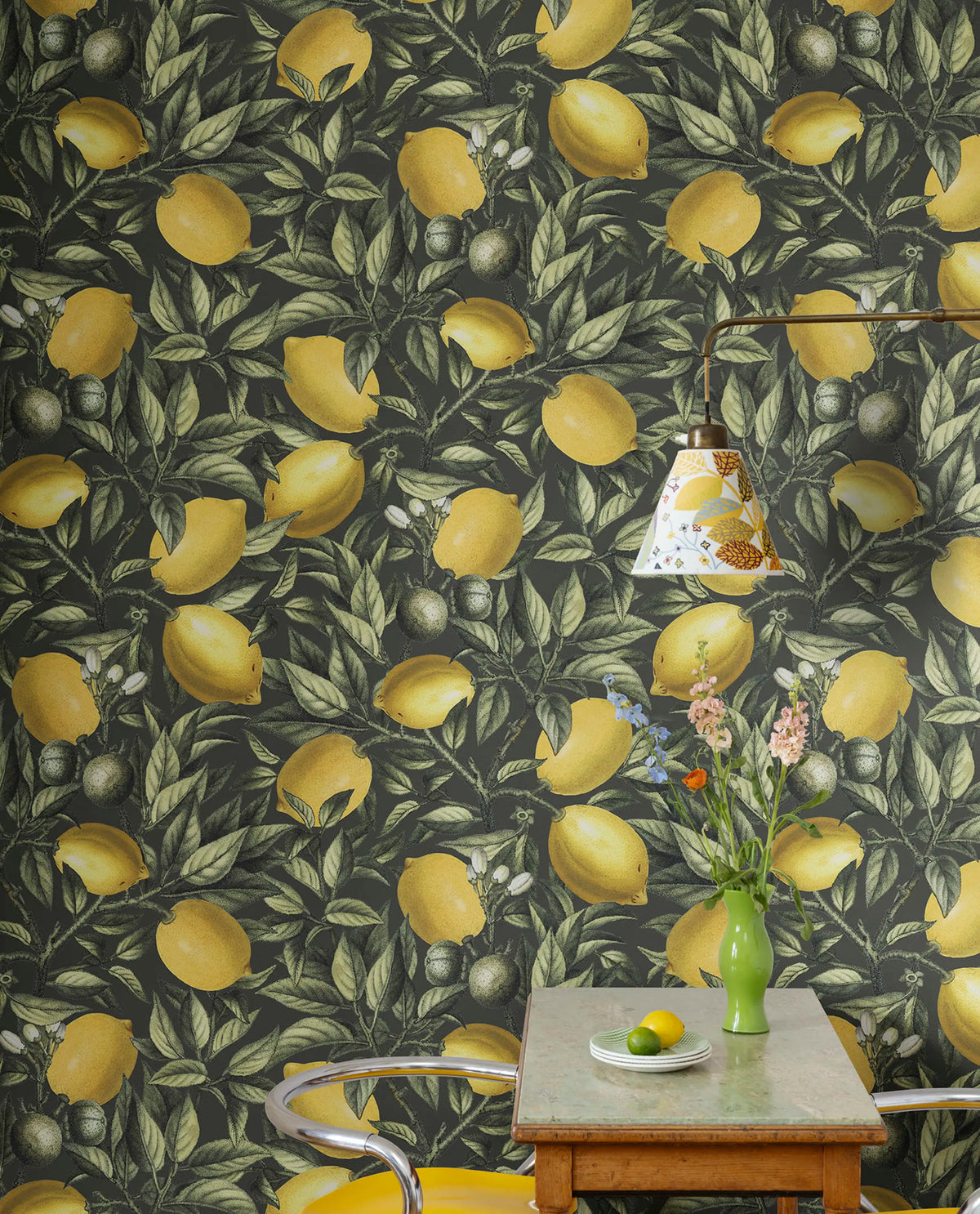 Lemon Tree, Dark Green Mural Wallpaper - room preview 02