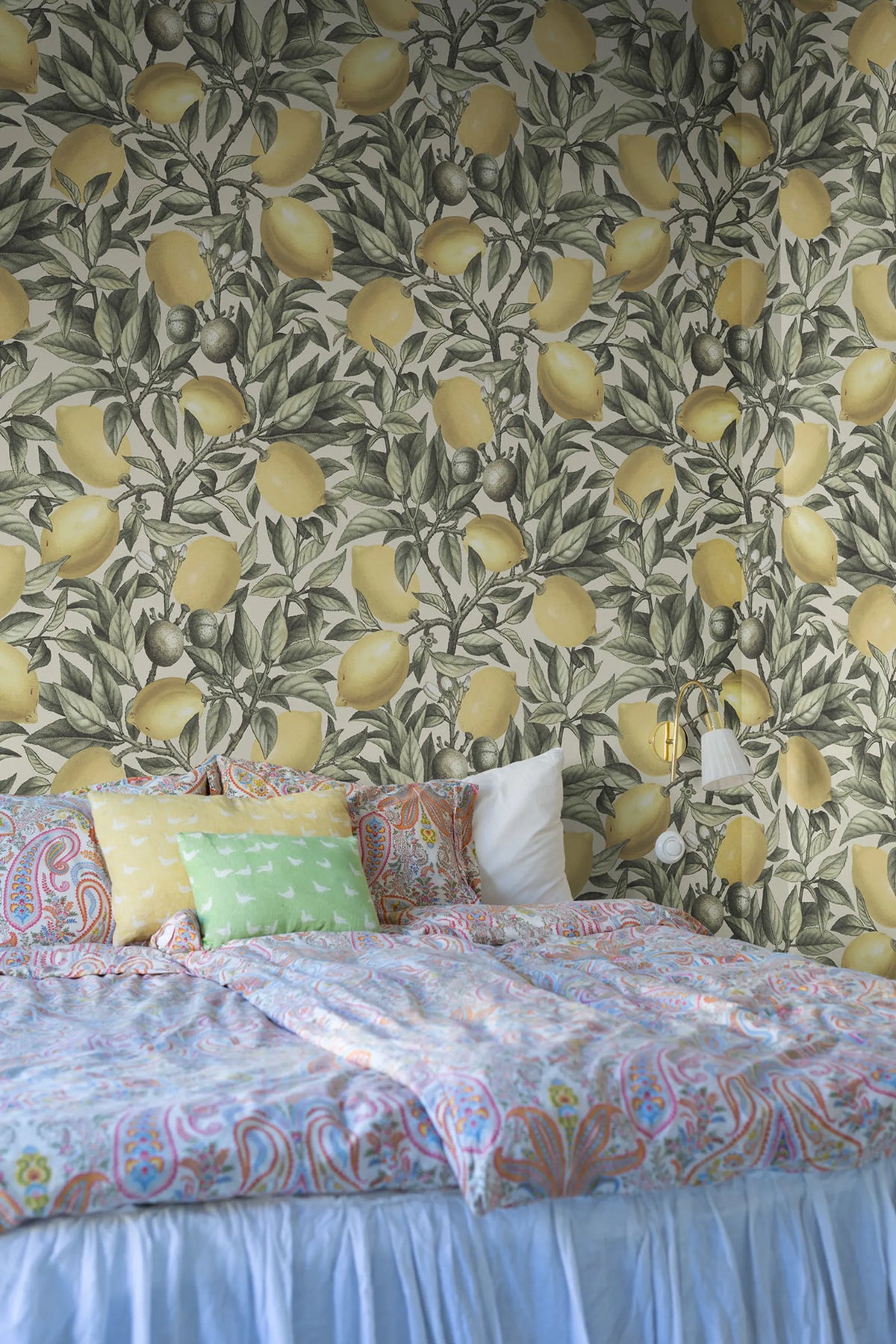 Lemon Tree, Light Green Mural Wallpaper - room preview 02