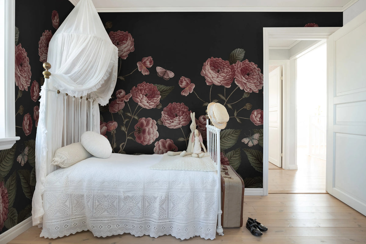 Sweet Buttercups, Midnight Mural Wallpaper - room preview 02