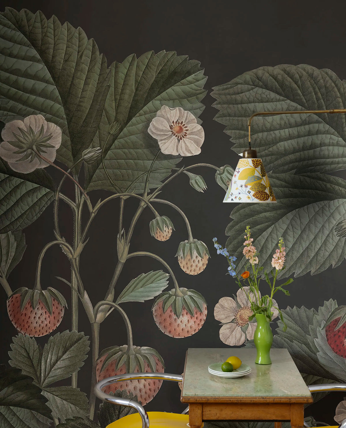 Wild Strawberries, Midnight Mural Wallpaper - room preview 02