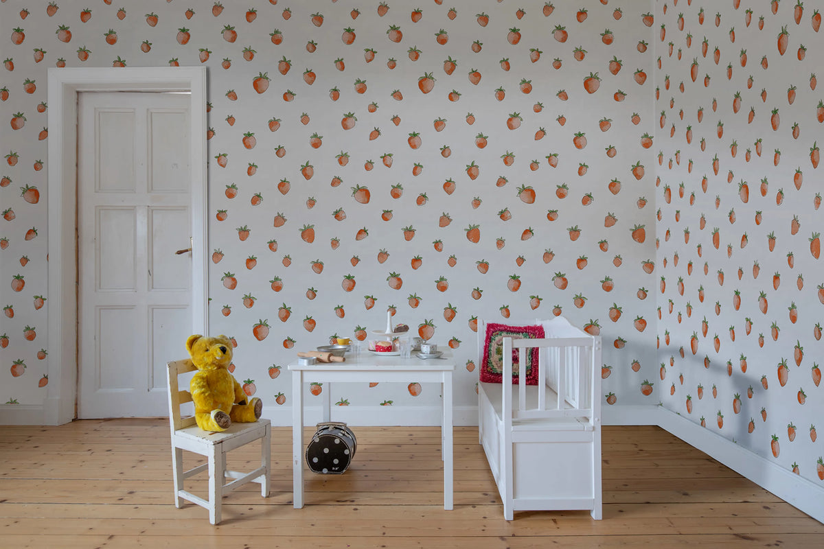 Berry Cute, Red Mural Wallpaper - room preview 02