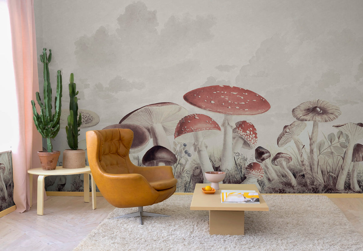 Mushrooms, Vintage Mural Wallpaper - room preview 02