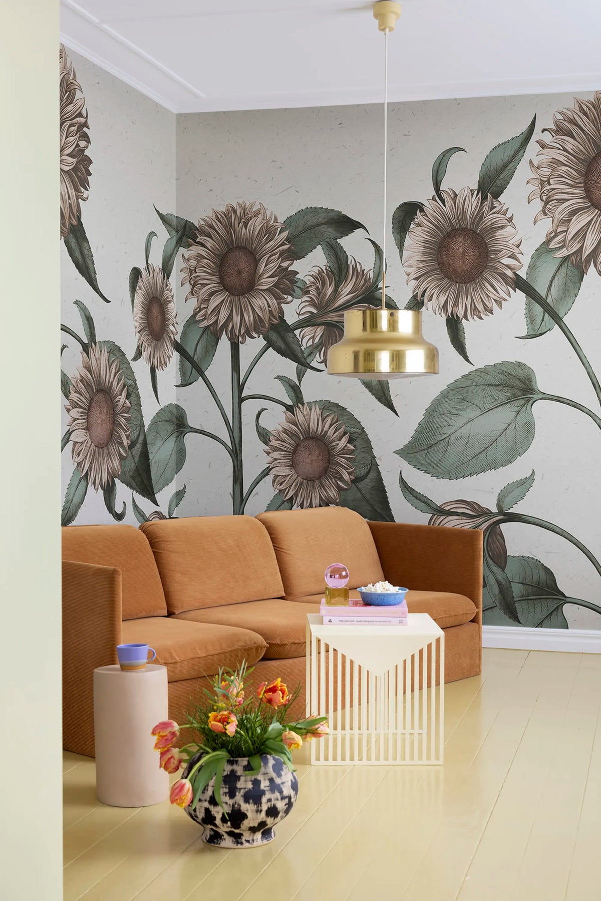 Sunflower, Peach Mural Wallpaper - room preview 02