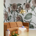 Sunflower, Peach Mural Wallpaper - room preview 02