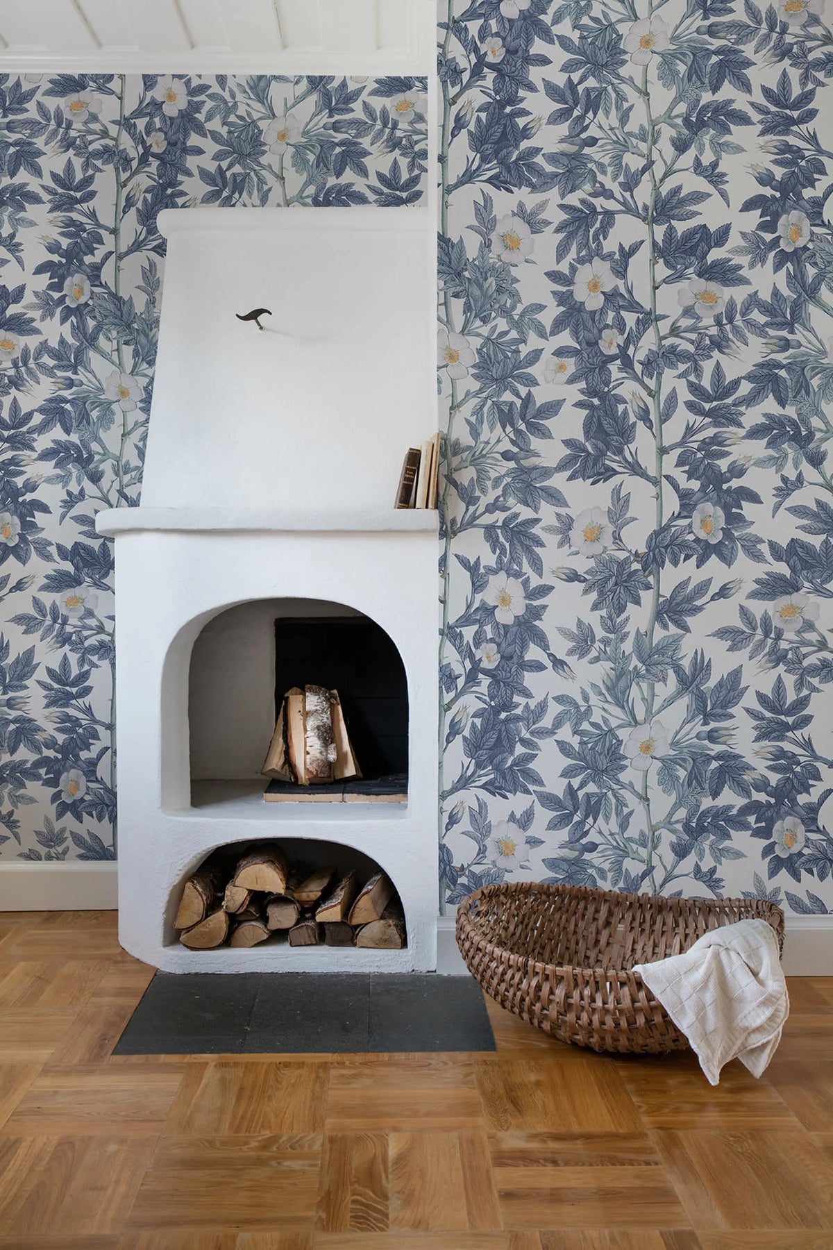 Rose Hip, Blue Mural Wallpaper - room preview 02