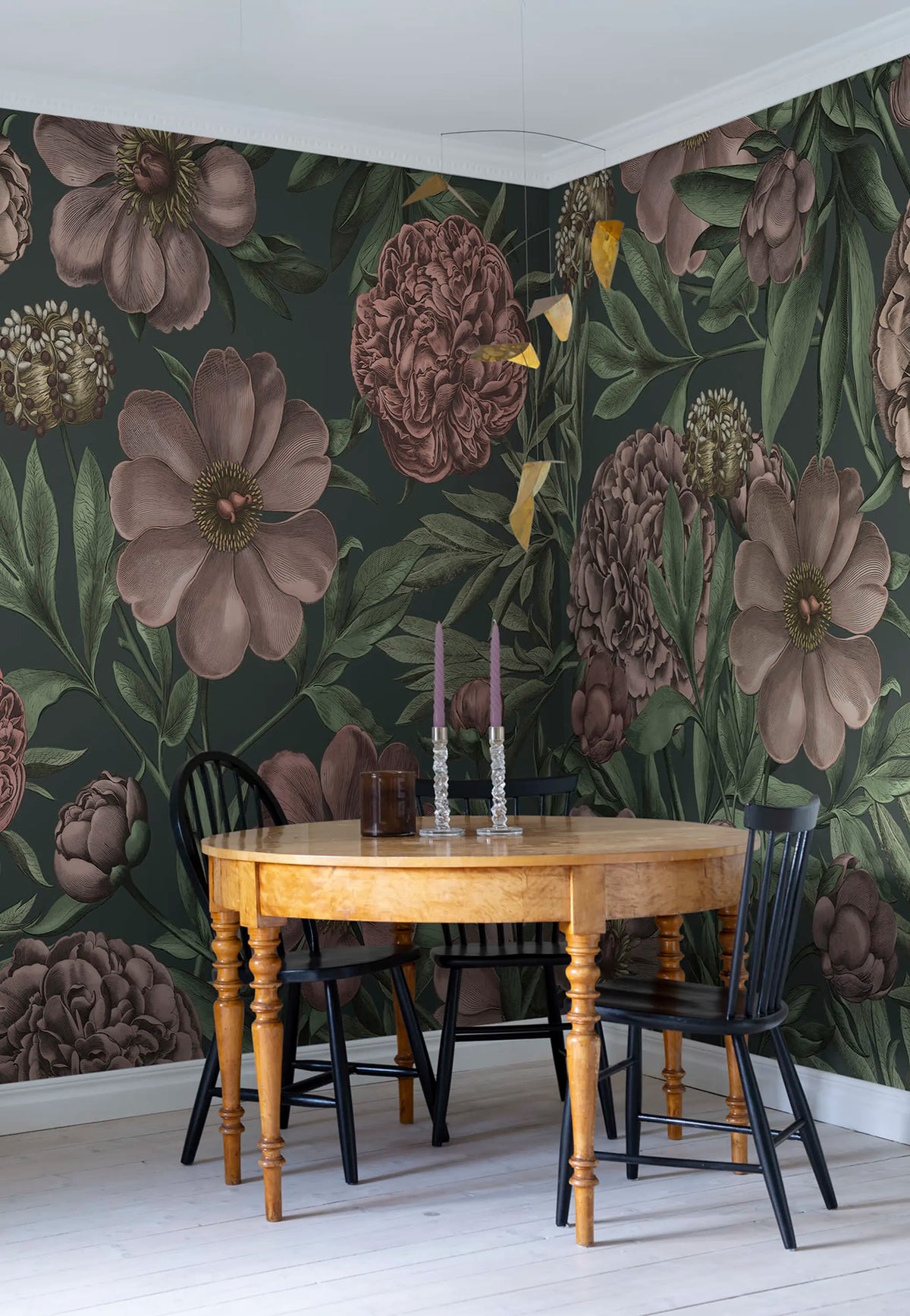 Peony Delight, Midnight Mural Wallpaper - room preview 02