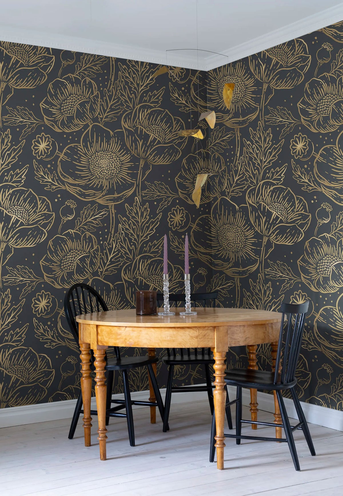 Golden Poppy, Midnight Mural Wallpaper - room preview 02