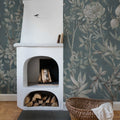 Silk Floral, Petrol Mural Wallpaper - room preview 02
