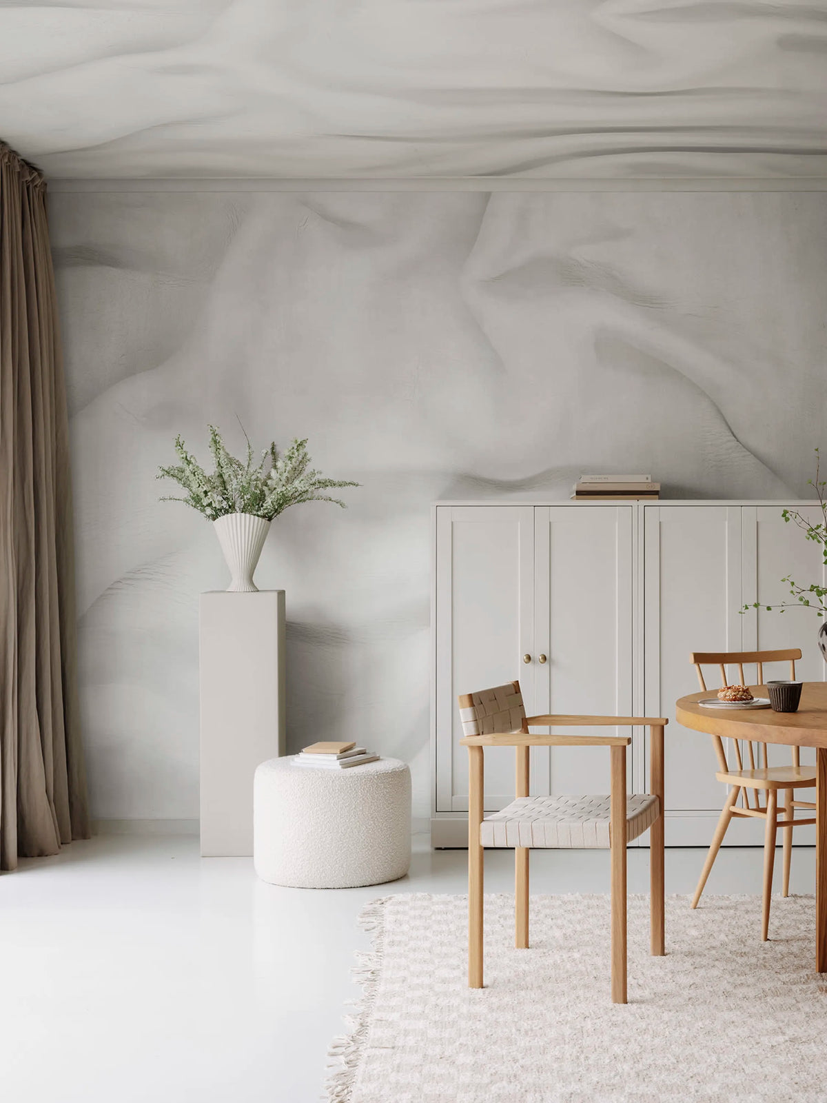 Formed by Time, White Mural Wallpaper - room preview 02