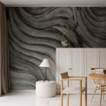 Smoky Swirl, Graphite Mural Wallpaper - room preview 02