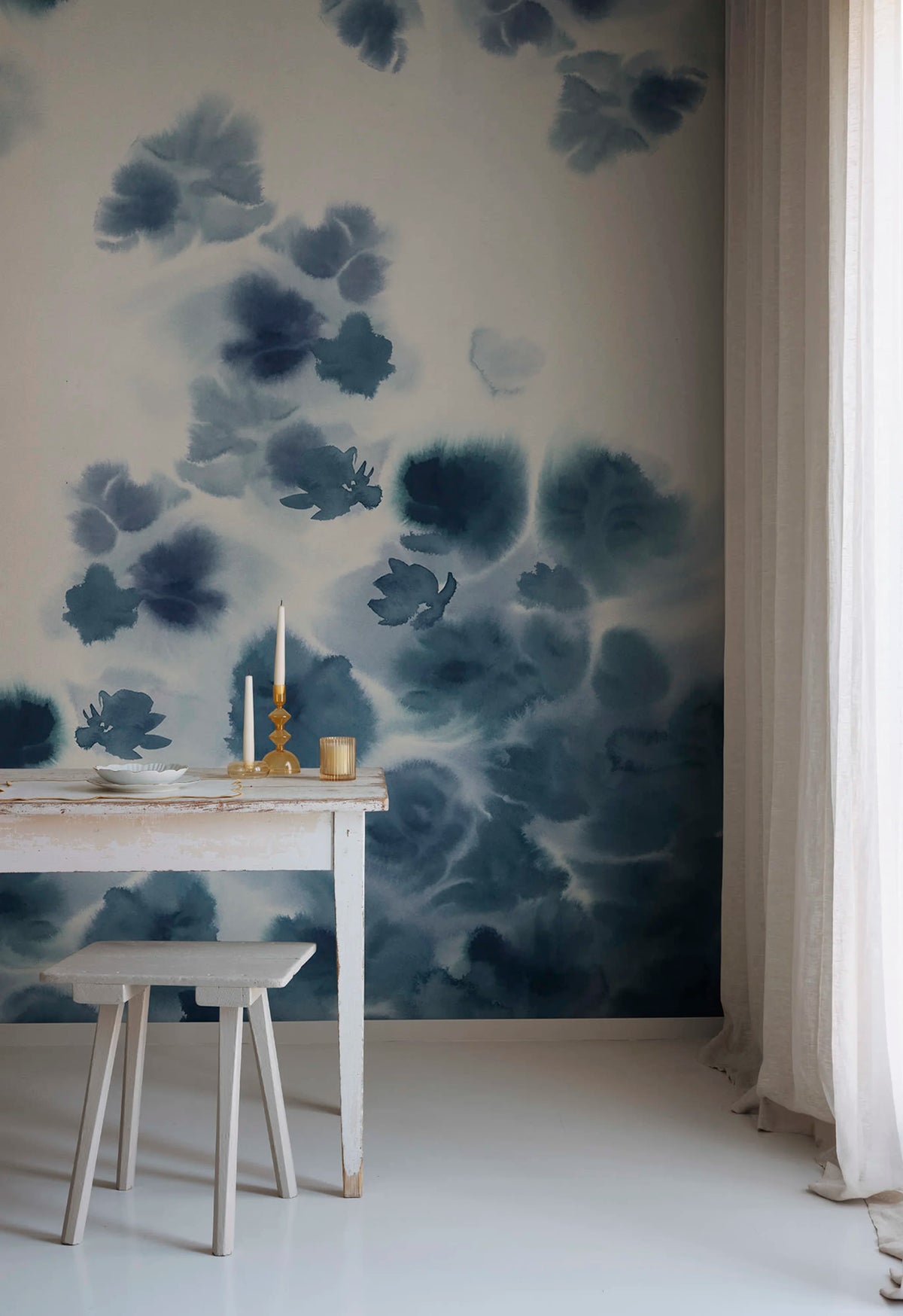 Faded Dreams, Blue Mural Wallpaper - room preview 02