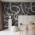 Serpentine, Graphite Mural Wallpaper - room preview 02